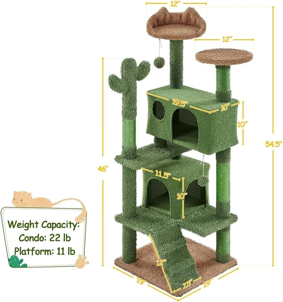 Cat Tower Condo, Scratching Posts, Furniture with Perch, Platform and Ball.