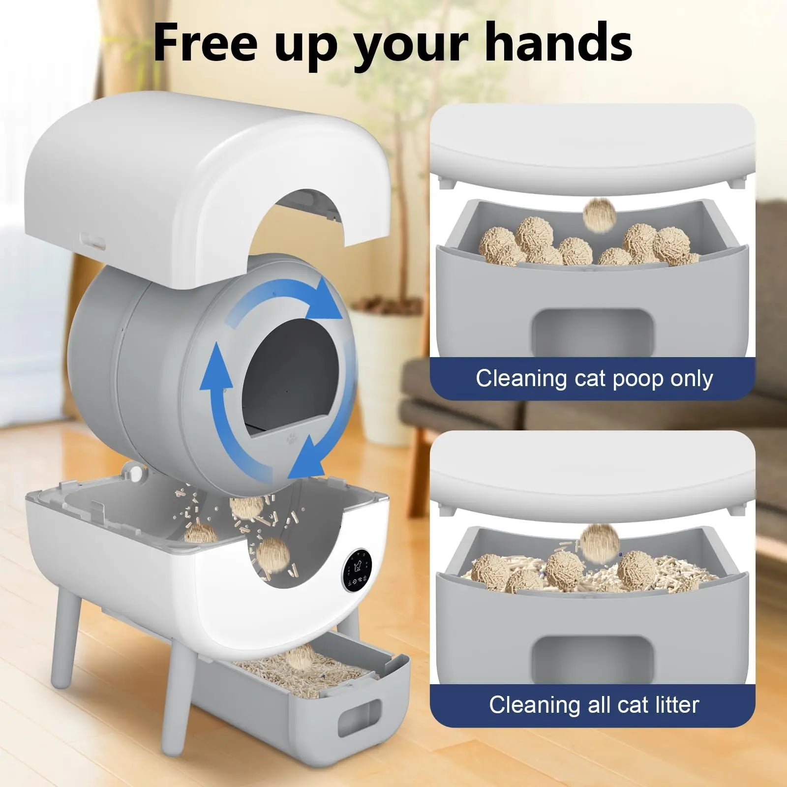 Smart Self Cleaning Cat Litter Box, Large Capacity Automatic with App Control and Safety Protection.