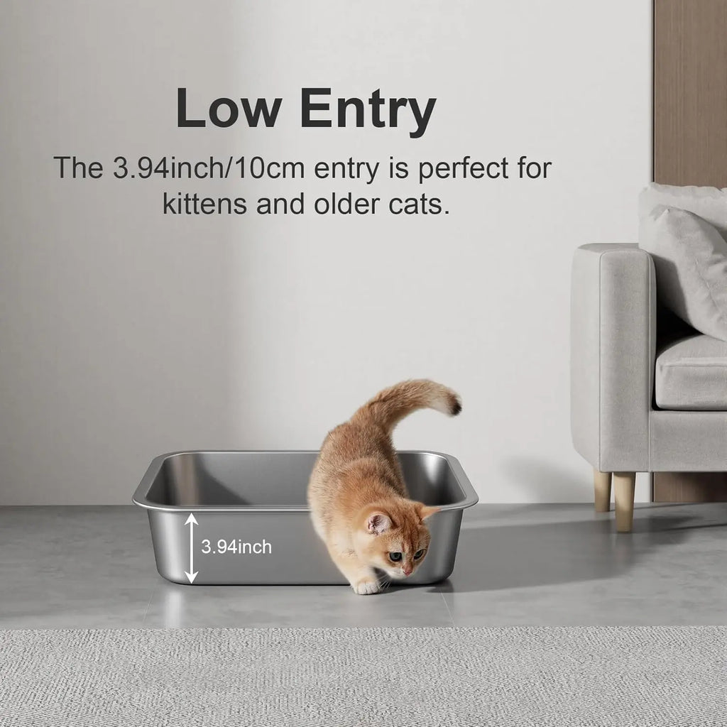 Stainless Steel Litter Box for Small Cats,