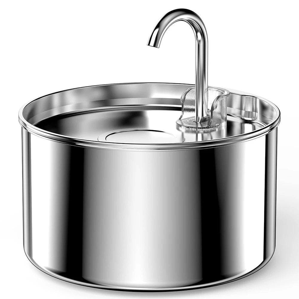 2.2L/74oz Stainless Steel Cat Water Fountain, Has Continuous Circulating Water Bowl for Cats & Small Dogs.