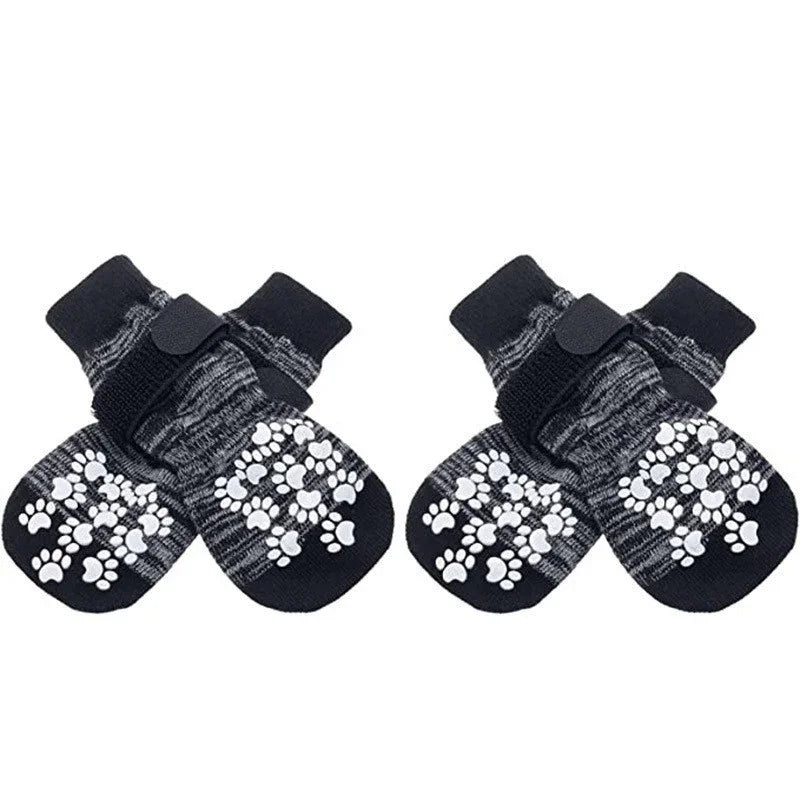 4 Pieces per set Anti-Slip Dog Socks with Straps Traction Control for Indoor on Hardwood Floors.