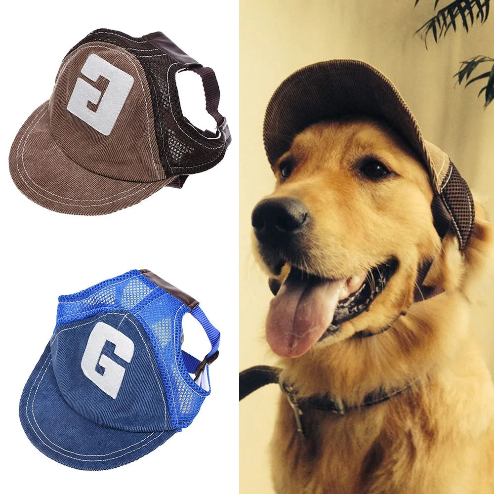 Dog Baseball Sports Hat with Adjustable Ear Holes.  Pet Hat for Small, Medium and  Large Dogs
