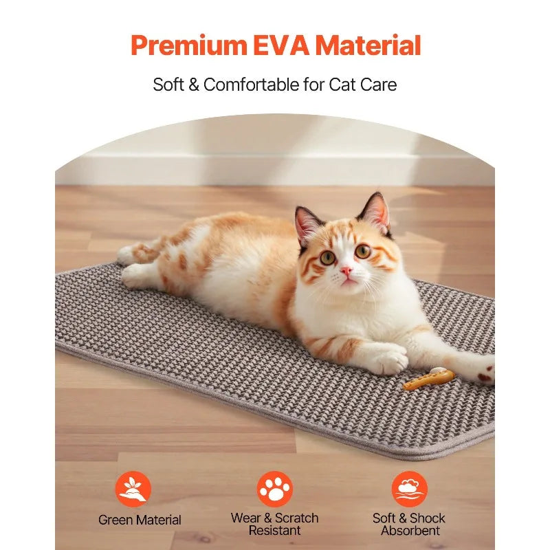Cat Litter Trapping Mat 30 x 24 in Double Layer Honeycomb Non-Slip & Urine-Proof.