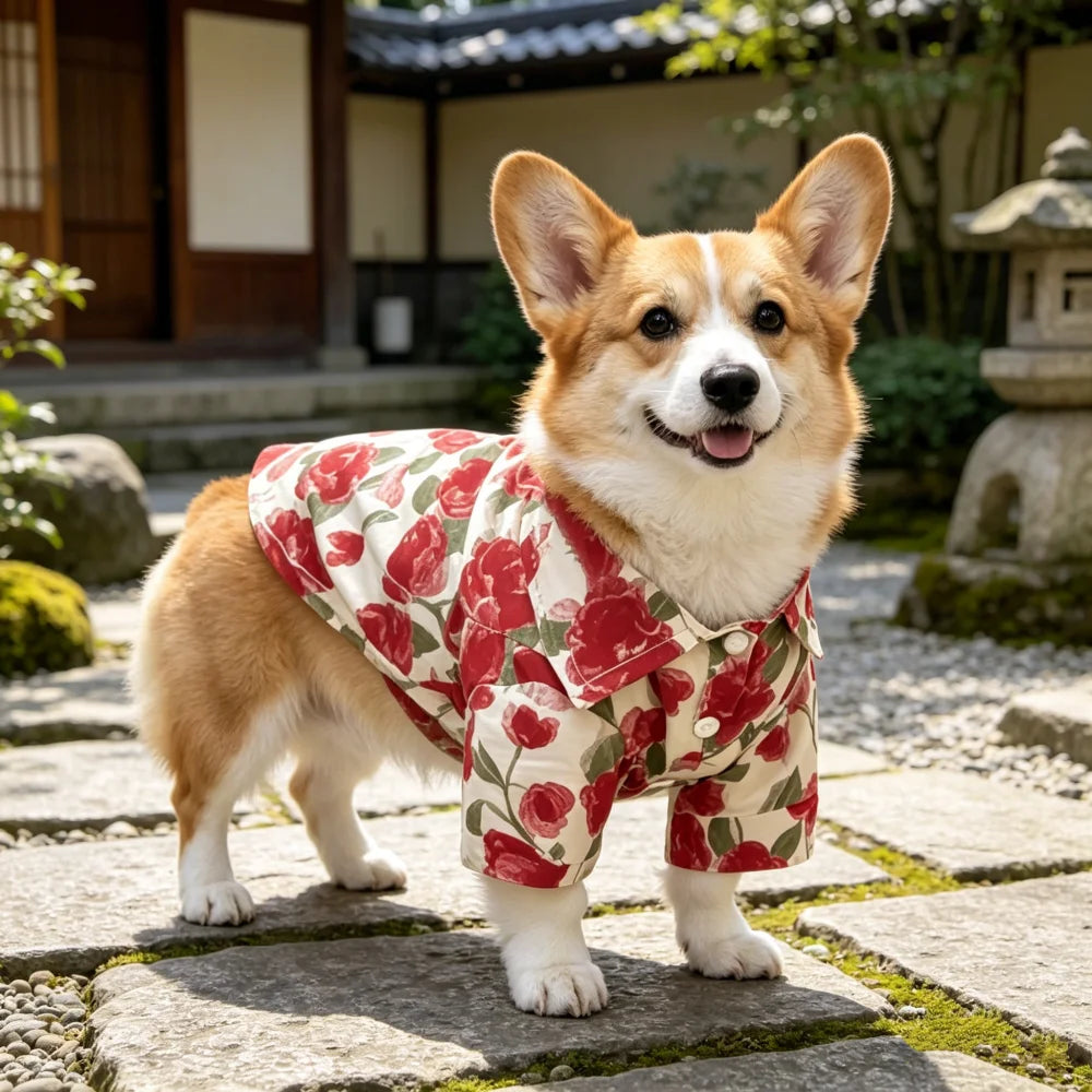 1 piece Summer thin rose pet shirt, breathable.