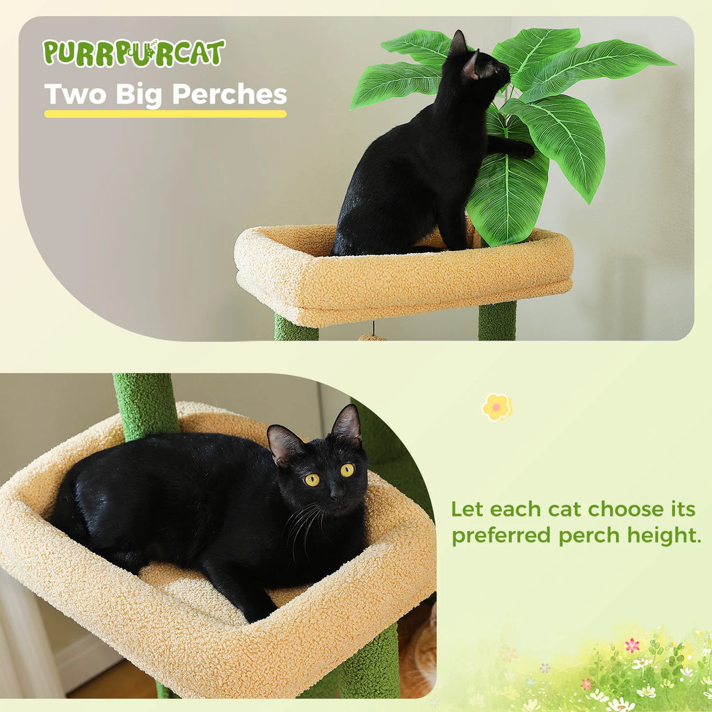Tall Cat Tree Tower with Hammock, Condo House, Scratching Posts, Perch, Furniture and Cat Toys for Indoor Cats.