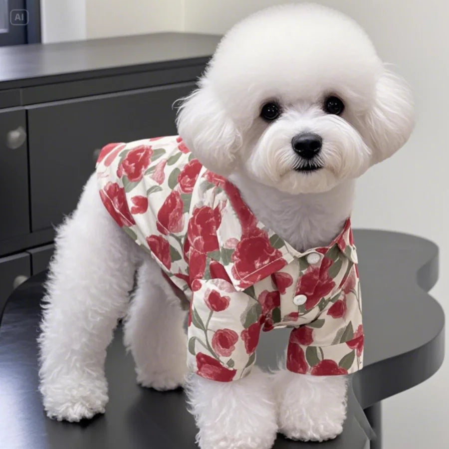 1 piece Summer thin rose pet shirt, breathable.