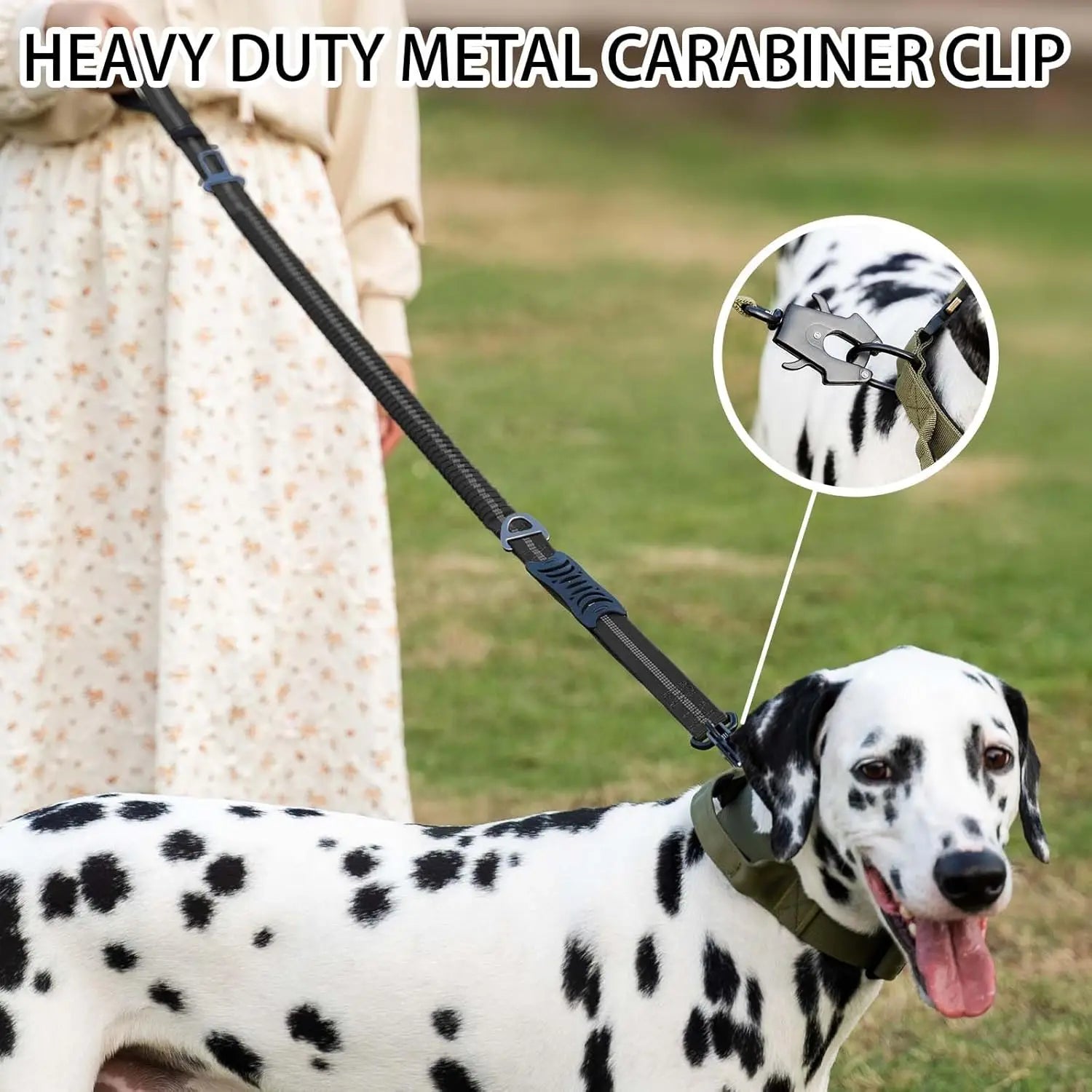 Reflective Shock Absorbing Pet Leashes with Car Seatbelt for Large Dogs.  Heavy Duty Tactical No Pull Dog Leash.