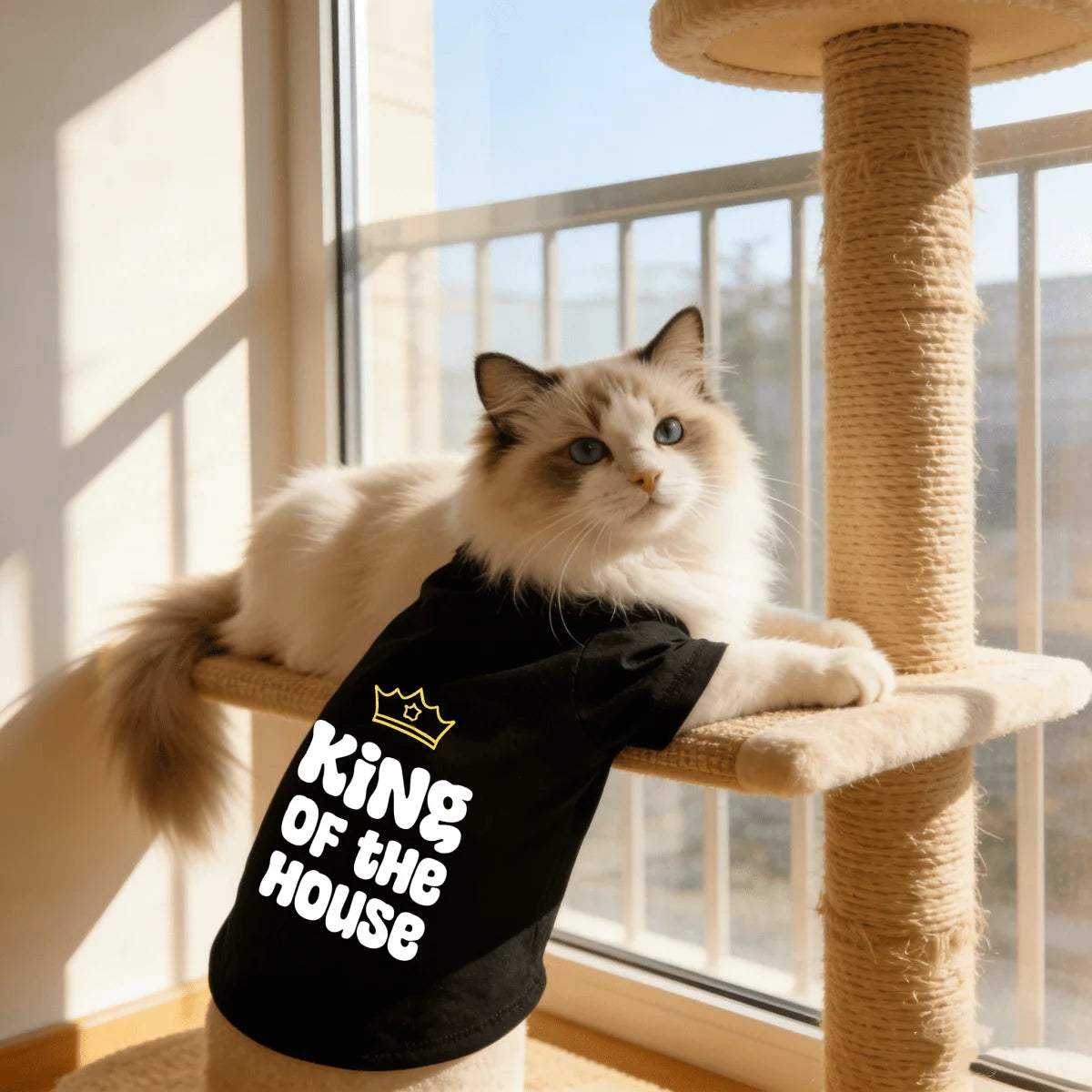 Printed T-shirt, soft four season cat and dog round neck short sleeved shirt.