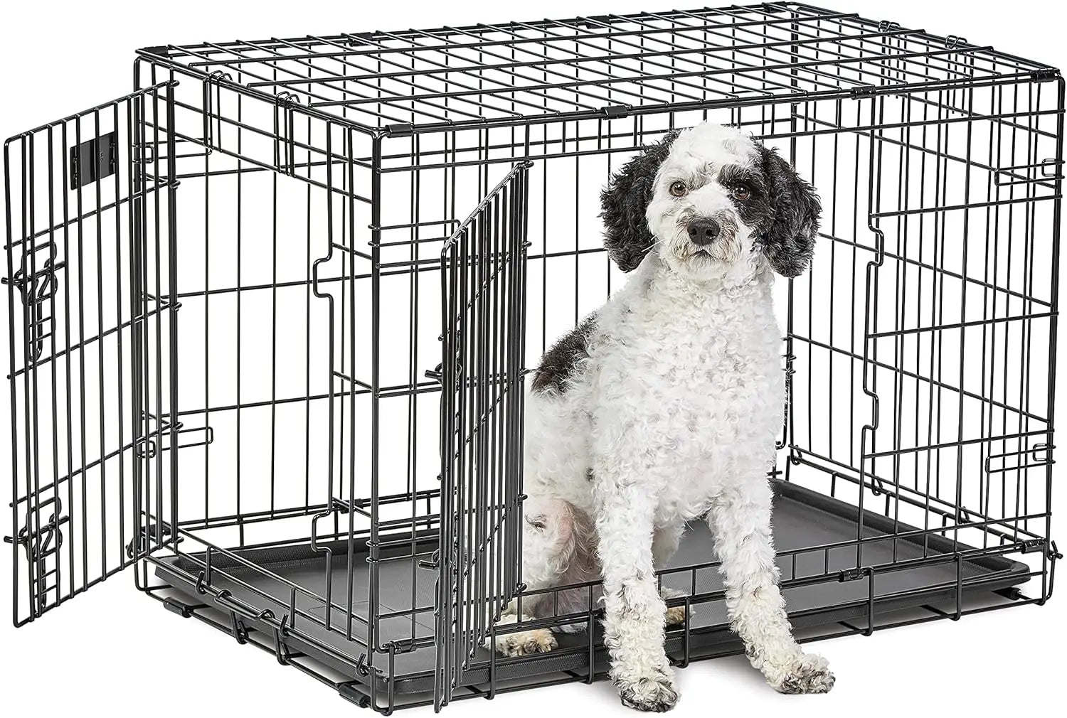 Folding Dog Crate-Large Breeds Heavy-Duty with Divider Panel.