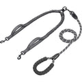 Double Dog Leash With Two Extra Traffic Handles. 360 Swivel No Tangle Dual Dog Walking Leash, Comfortable Shock Absorbing Reflective Bungee For Two Dogs 18-120 lbs.