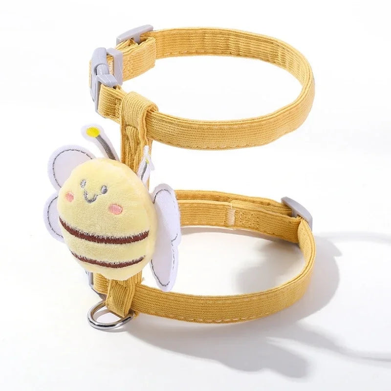 Pet Harness Leash Collar Set Cartoon Bee.