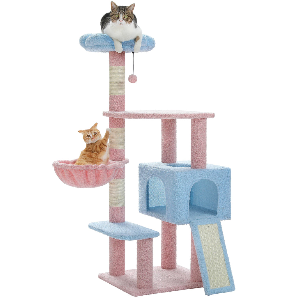 Flower Cat Tree Condo Cat Tower with Scratching Posts, Top Perch for Indoor Small Medium Cats.