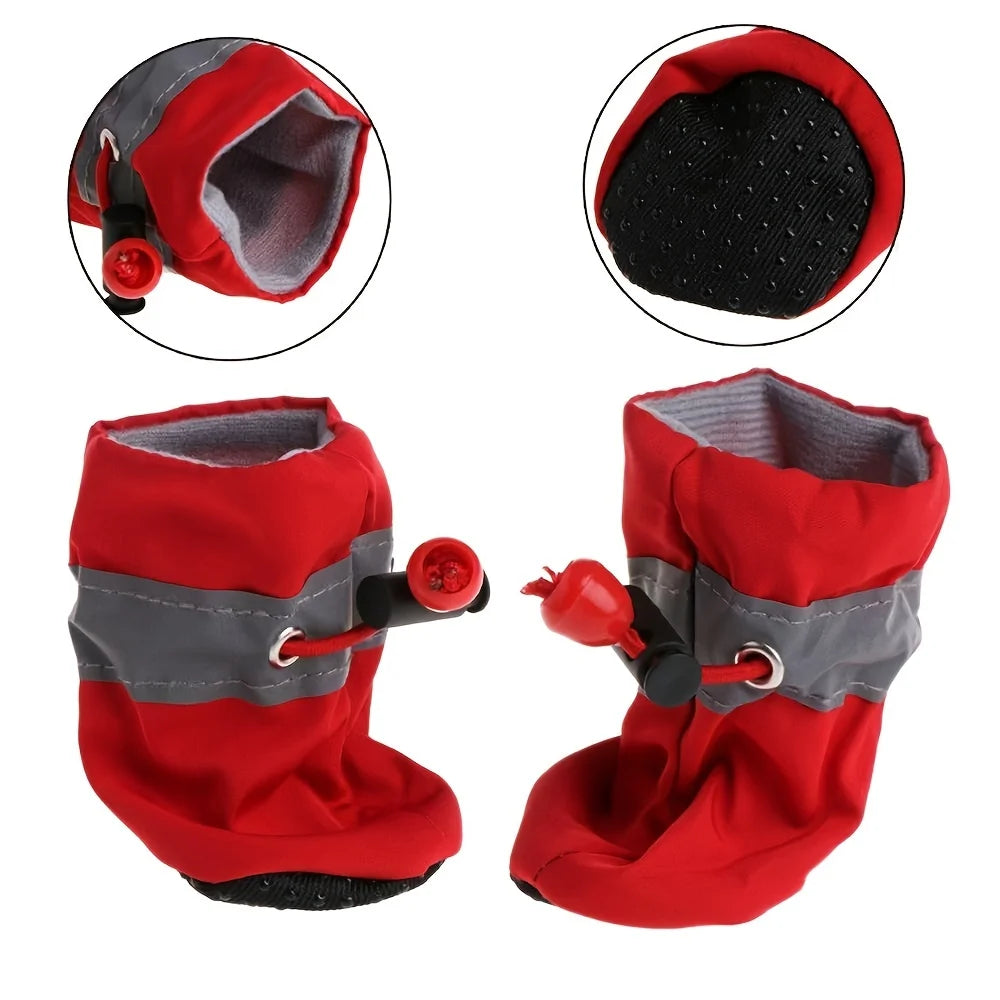 4pcs Water-Resistant Dog Shoes For Small Dogs,  Outdoor rain boots for dogs.