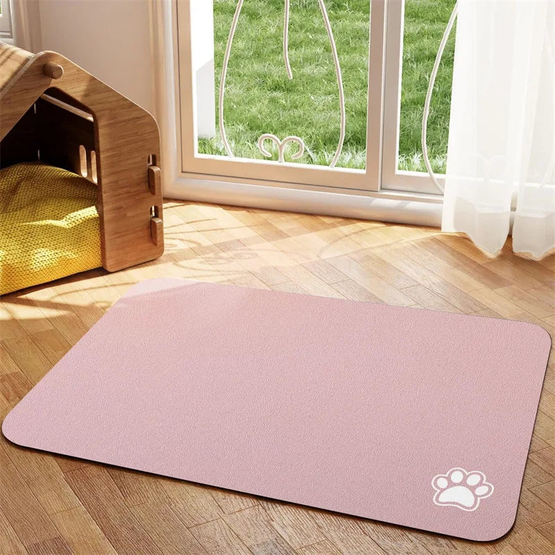 Absorbent Pet Feeding Mat for Dog and Cat Food and Water.