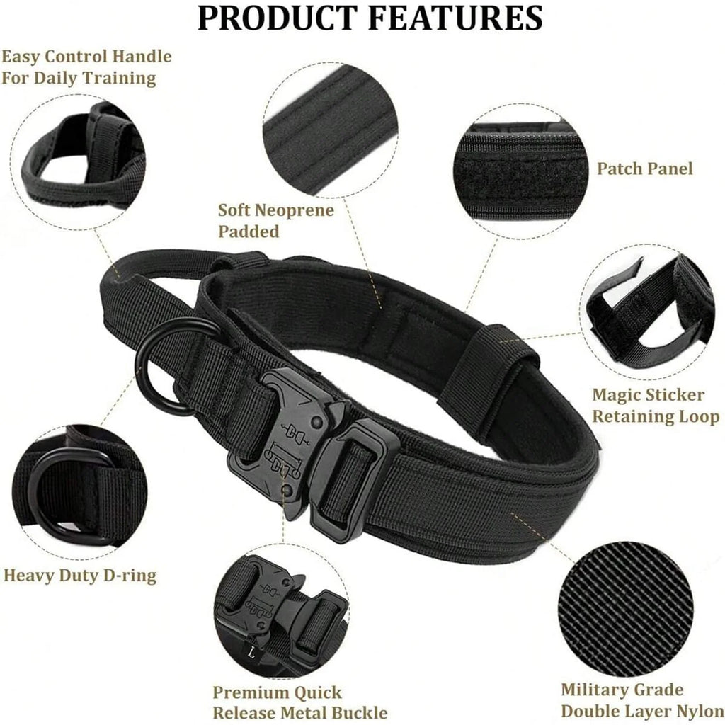 Dog Tactical Leash Collar With Handle for Medium & Large Dogs.