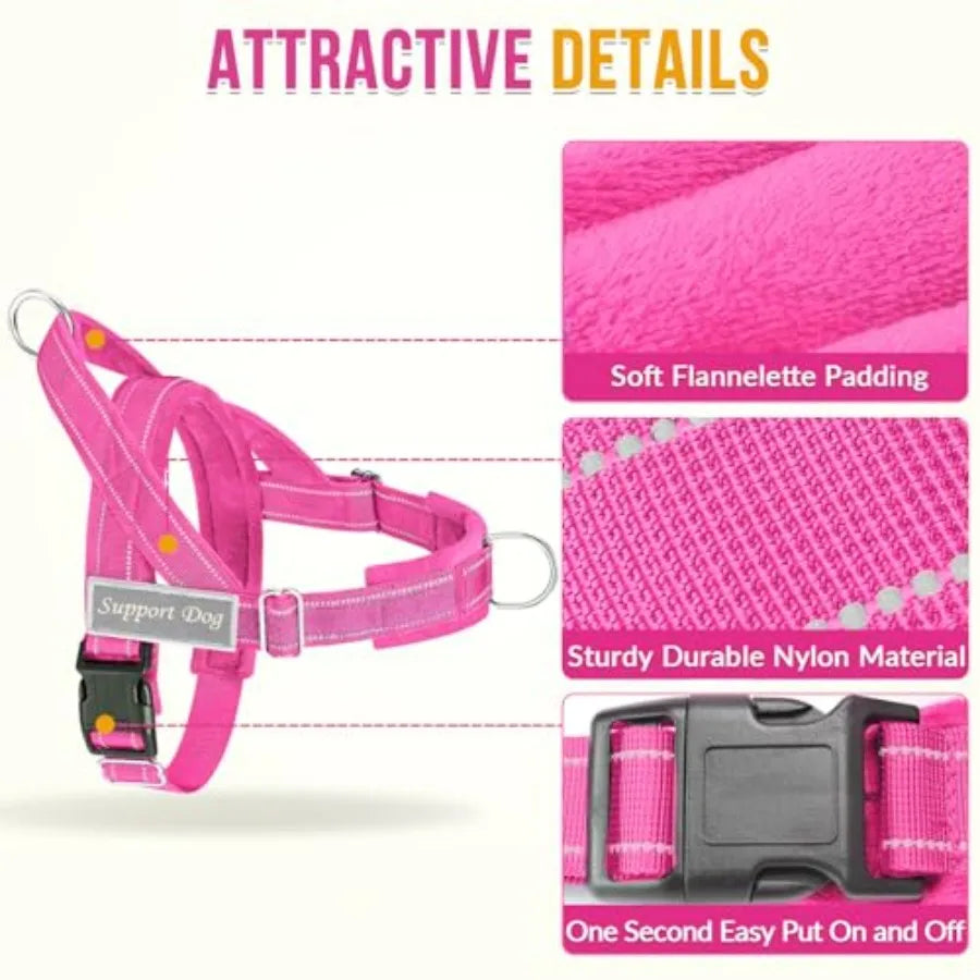 No Pull Dog Harness - Heavy Duty Dog Harness and Leash Set for Dogs.  Reflective Tactical Harness with Soft Padded and Front Clip,