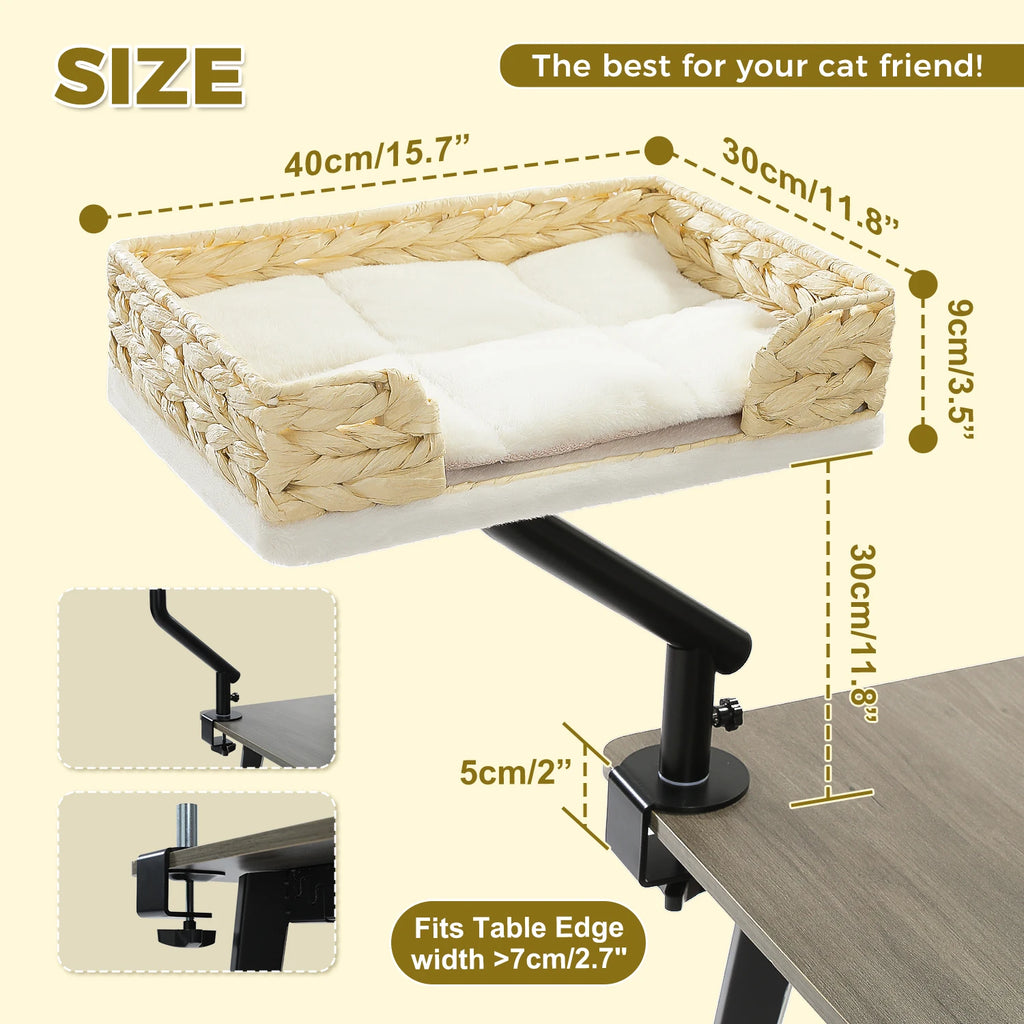 Cat Desk Bed, 360° Rotatable Cat Bed Stand for Indoor Cats.