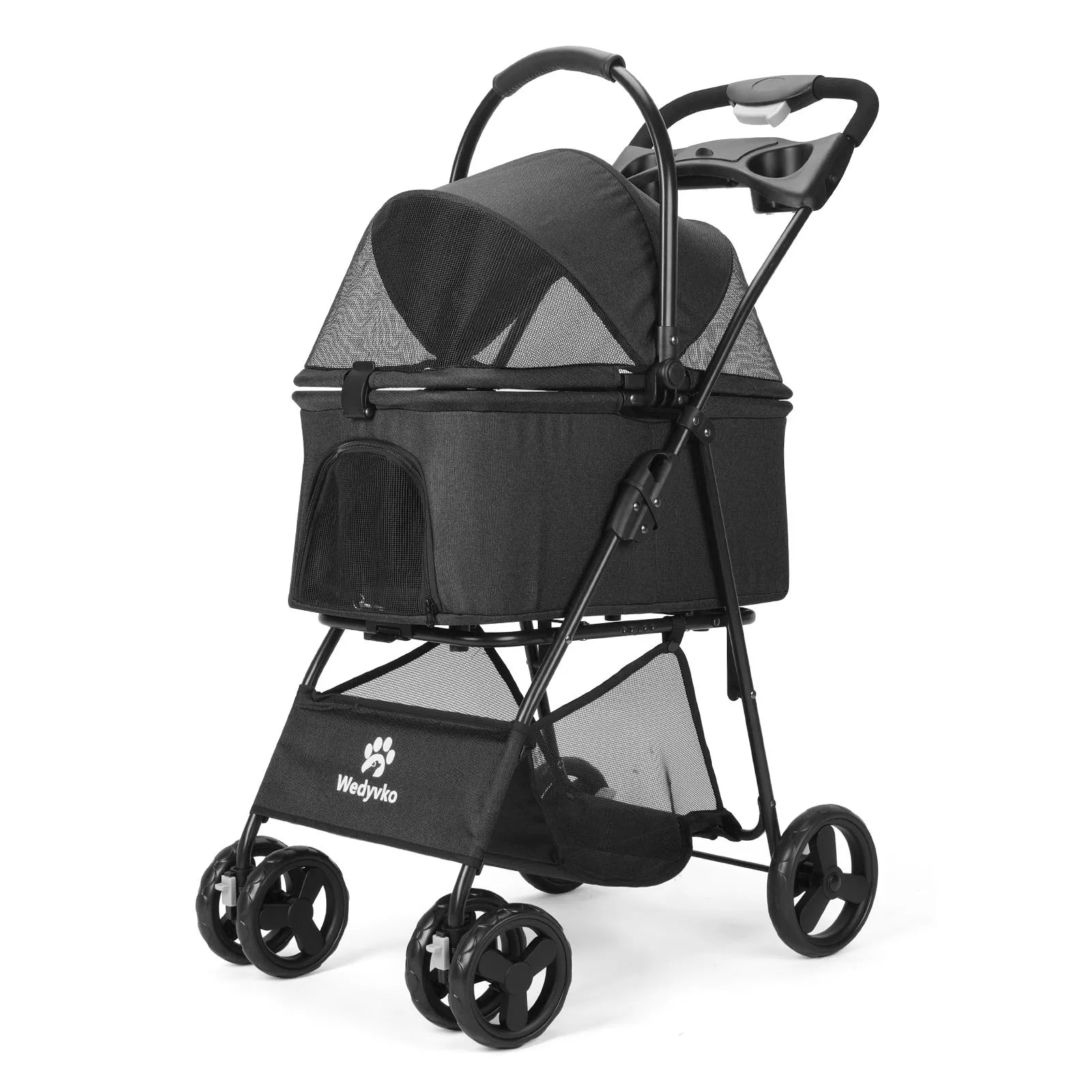 Pet Stroller with Removable Carrier, Folding Stroller for Dogs and Cats.