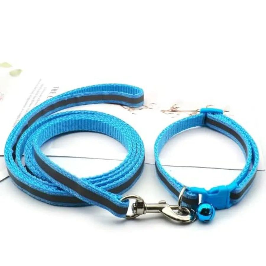 Reflective Collar and Leash Set for Cats, Small Dogs & Puppies.