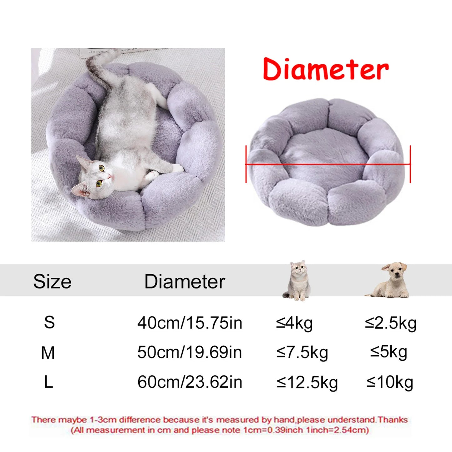 Round Winter Warm Pet Bed.