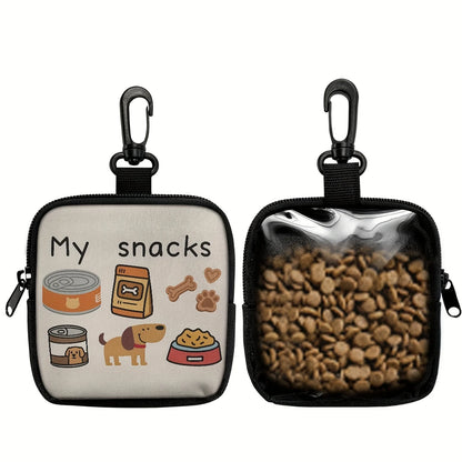 1 Piece Dog Print Dog Treat Bag with Hook and Zipper.