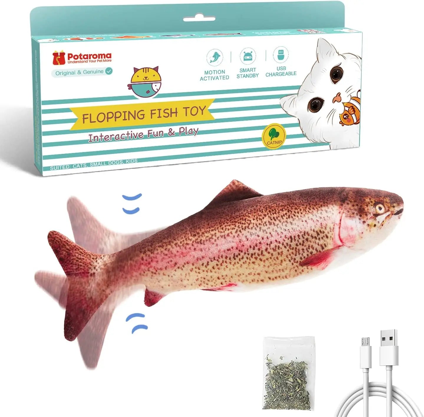 10.5 Inch Flopping Fish Cat Toy With Catnip