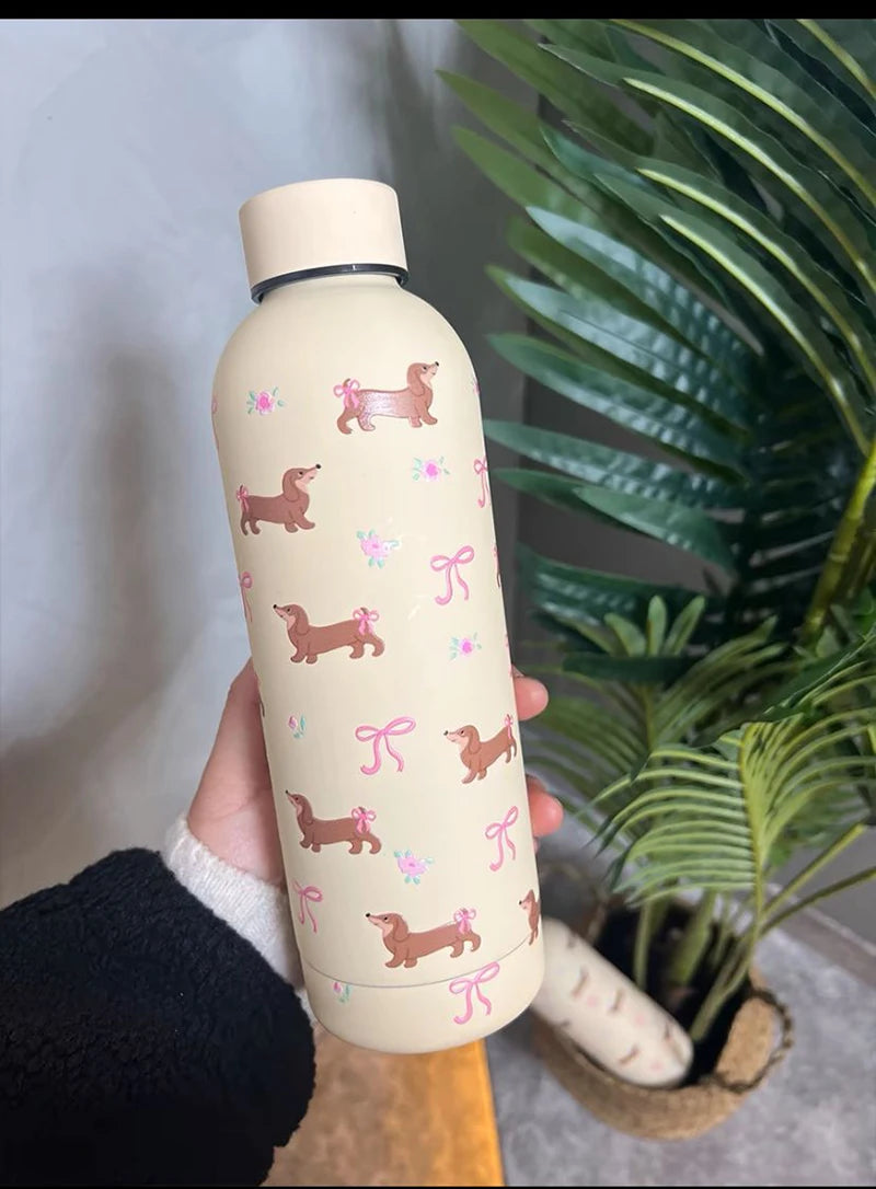Dachshund Puppy Stainless Steel Thermos & Thermal Water Bottle.