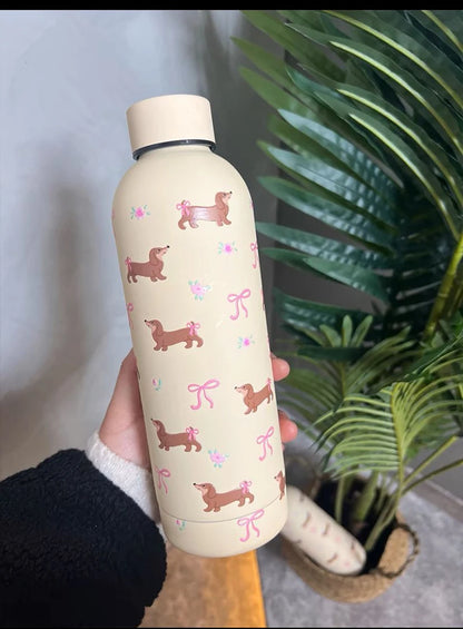 Dachshund Puppy Stainless Steel Thermos & Thermal Water Bottle.