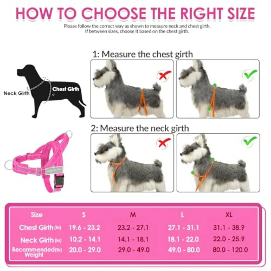 No Pull Dog Harness - Heavy Duty Dog Harness and Leash Set for Dogs.  Reflective Tactical Harness with Soft Padded and Front Clip,