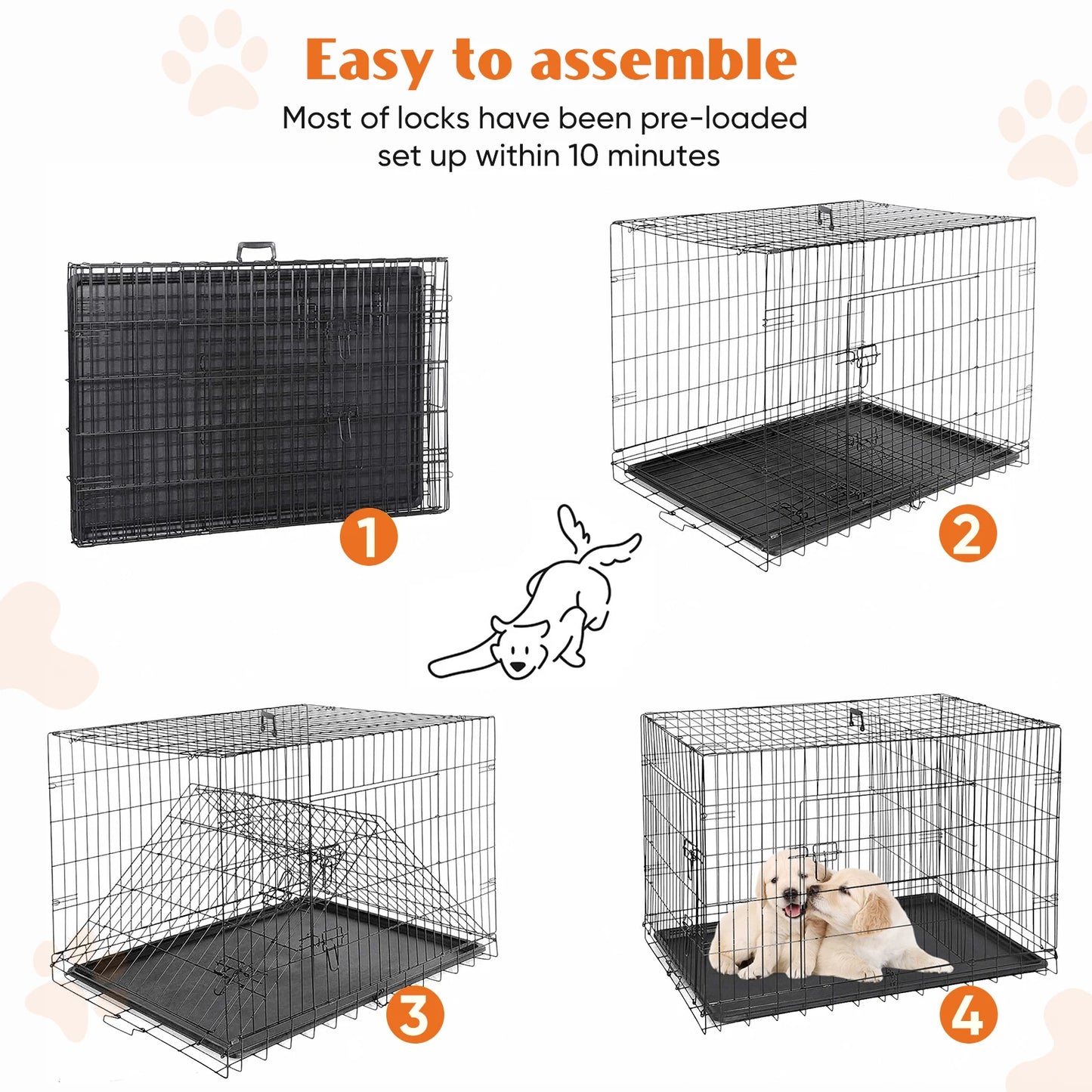 48 inch Double Door Metal Dog Kennel.