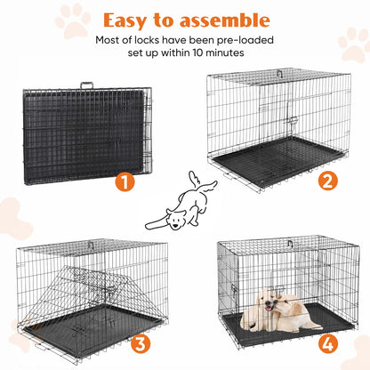48 inch Double Door Metal Dog Kennel.