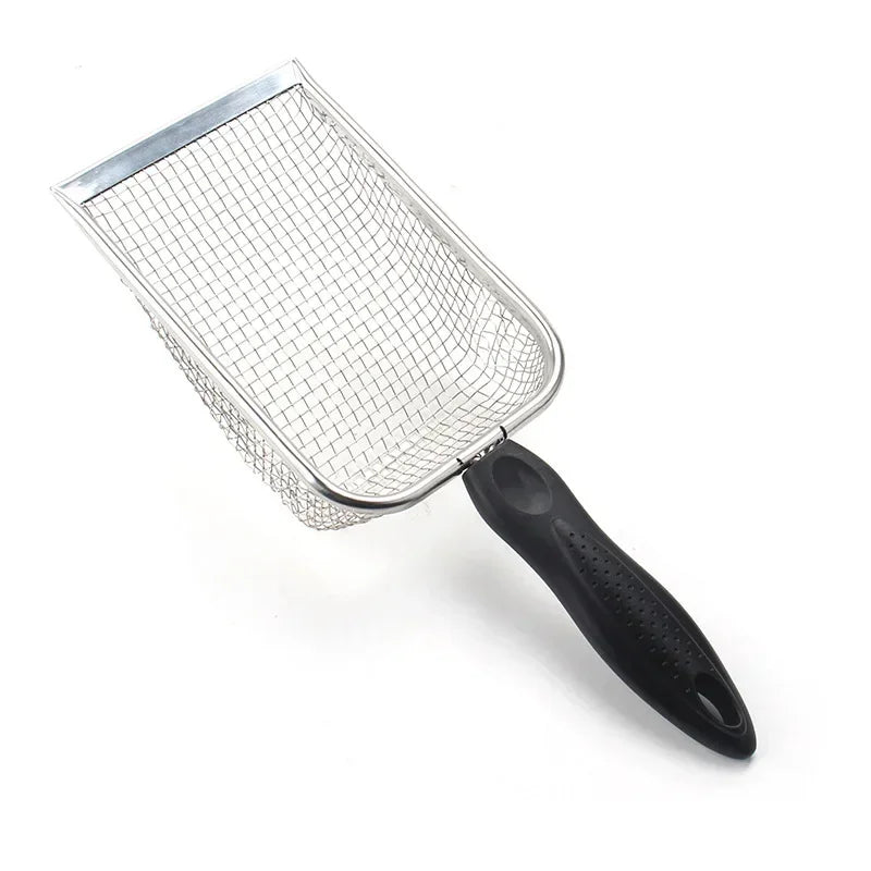 Pet Cat Waste Shovel with a Long Handle.  Shovel is Stainless Steel Metal and the Litter Filter.