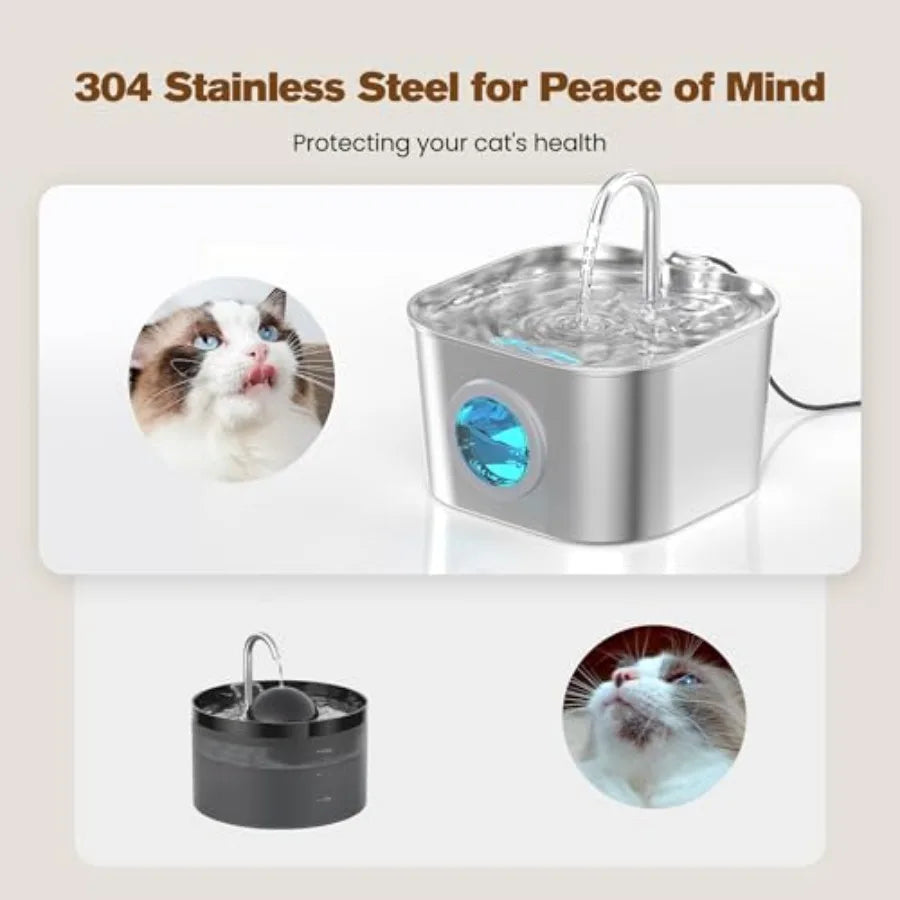Stainless Steel Water Fountain for Cats and Dogs.