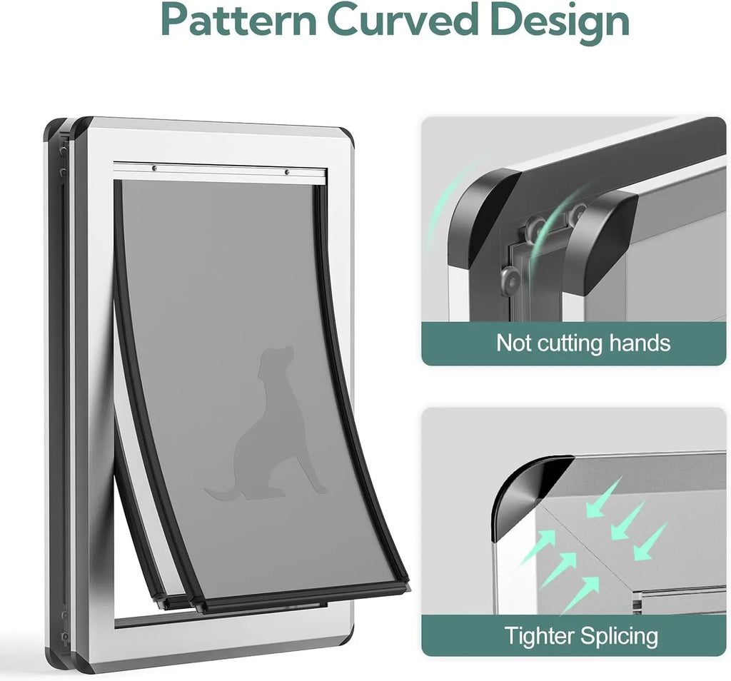 Exterior Door Application, Aluminum Frame, Rust Resistant and Energy Efficient Large Dog Door for Pets Up to 100 lb.