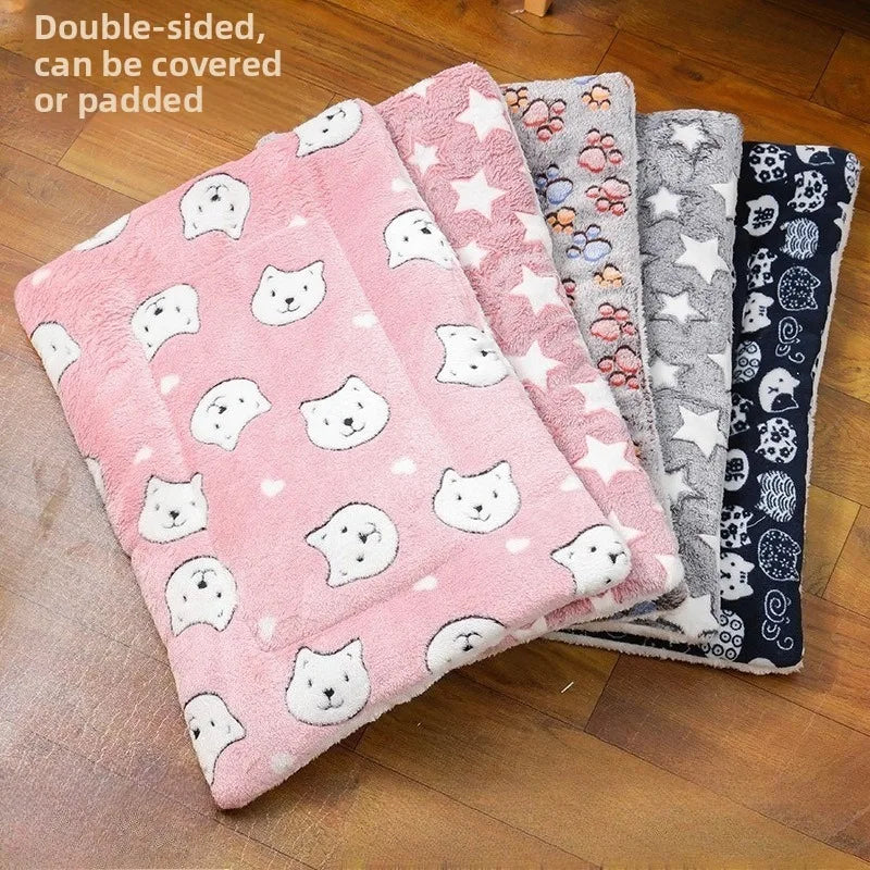 Thick Cat Mat Breathable Flannel Cat Sleeping Mat.  Soft Dog Cushion for Small Dog;  Winter Warm Cat Blanket.