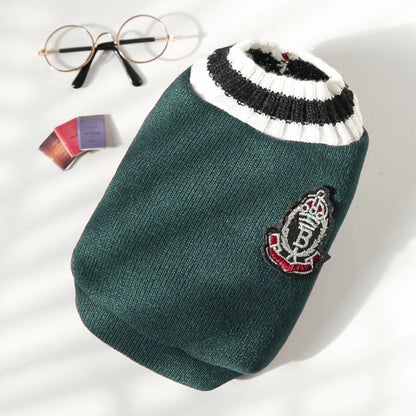 Winter Warm Dog Sweater College Style V-neck.