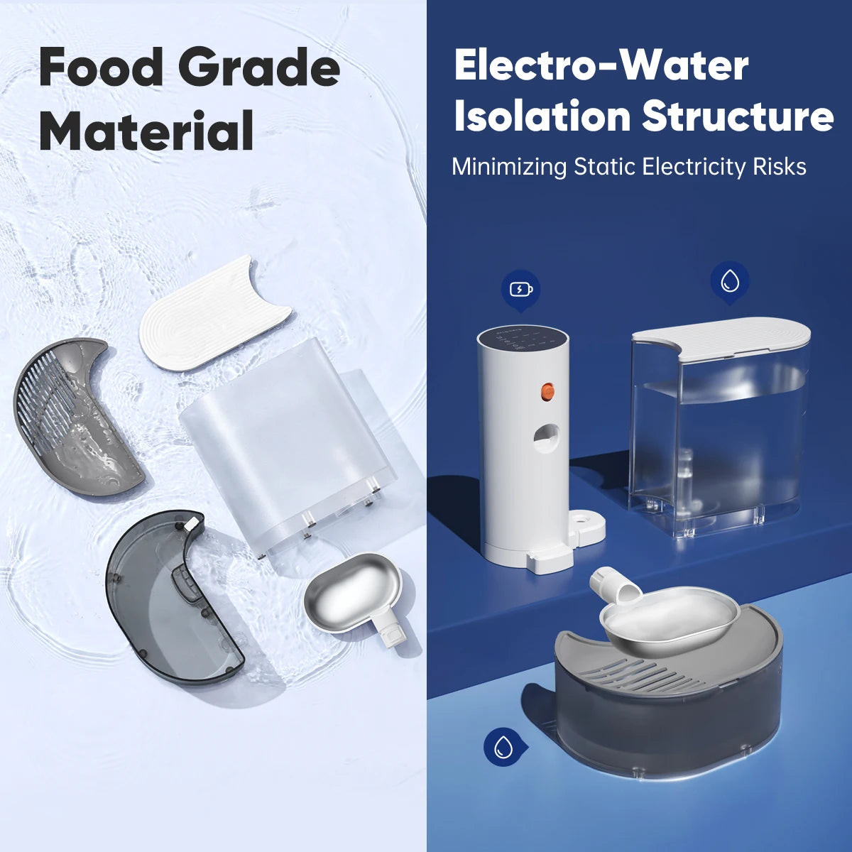 Stainless Steel Bowl Water Dispenser Purifies the Wireless Drinking Bowl For Dogs and Cats.
