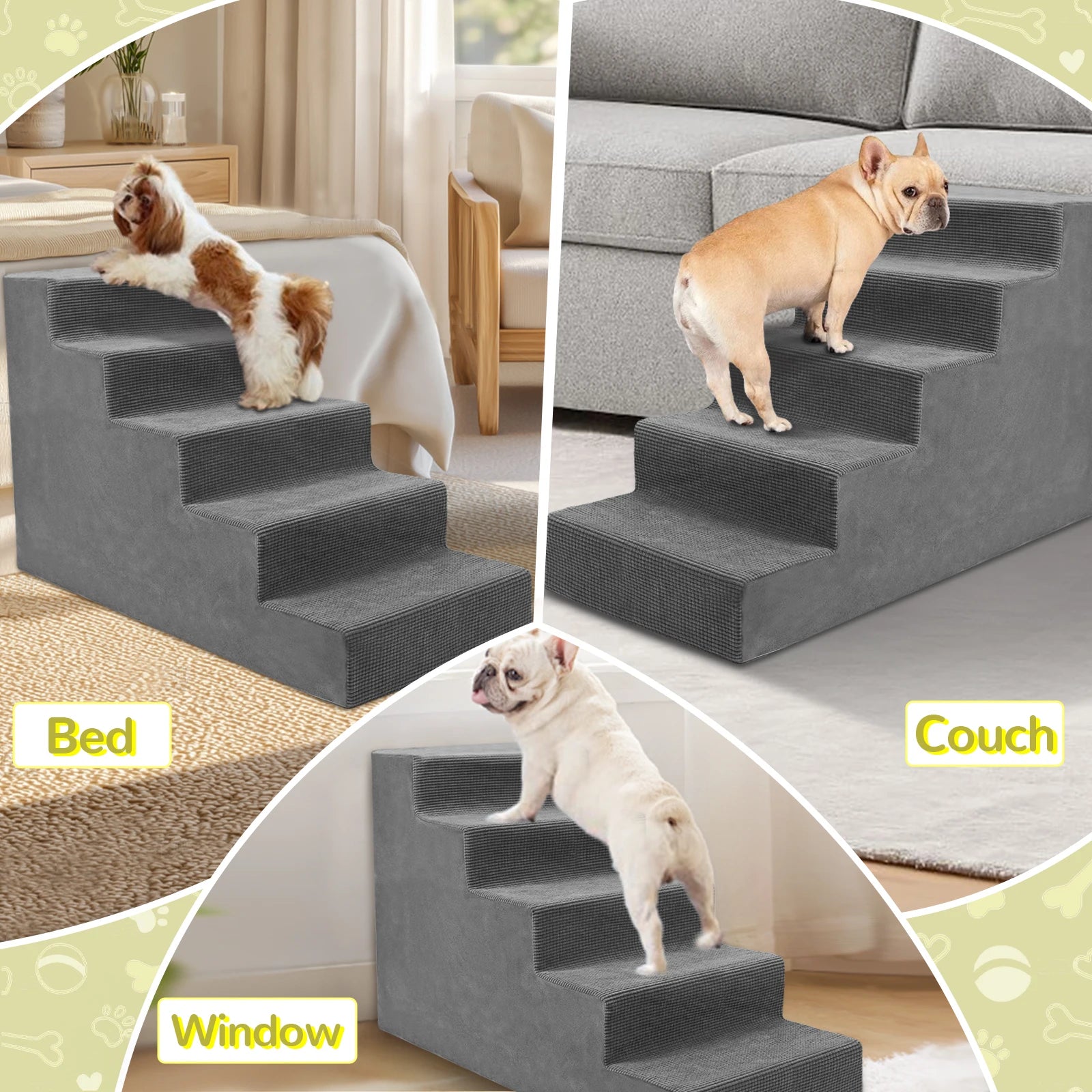 4-Tier/5-Tier Pet Stairs For Small Dogs and Cats,