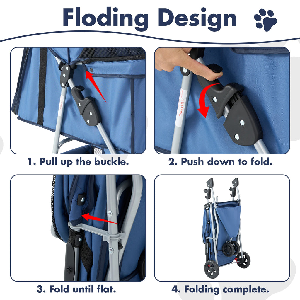Stroller with 3 Wheels and Foldable for Small Dogs and Cats Stroller.