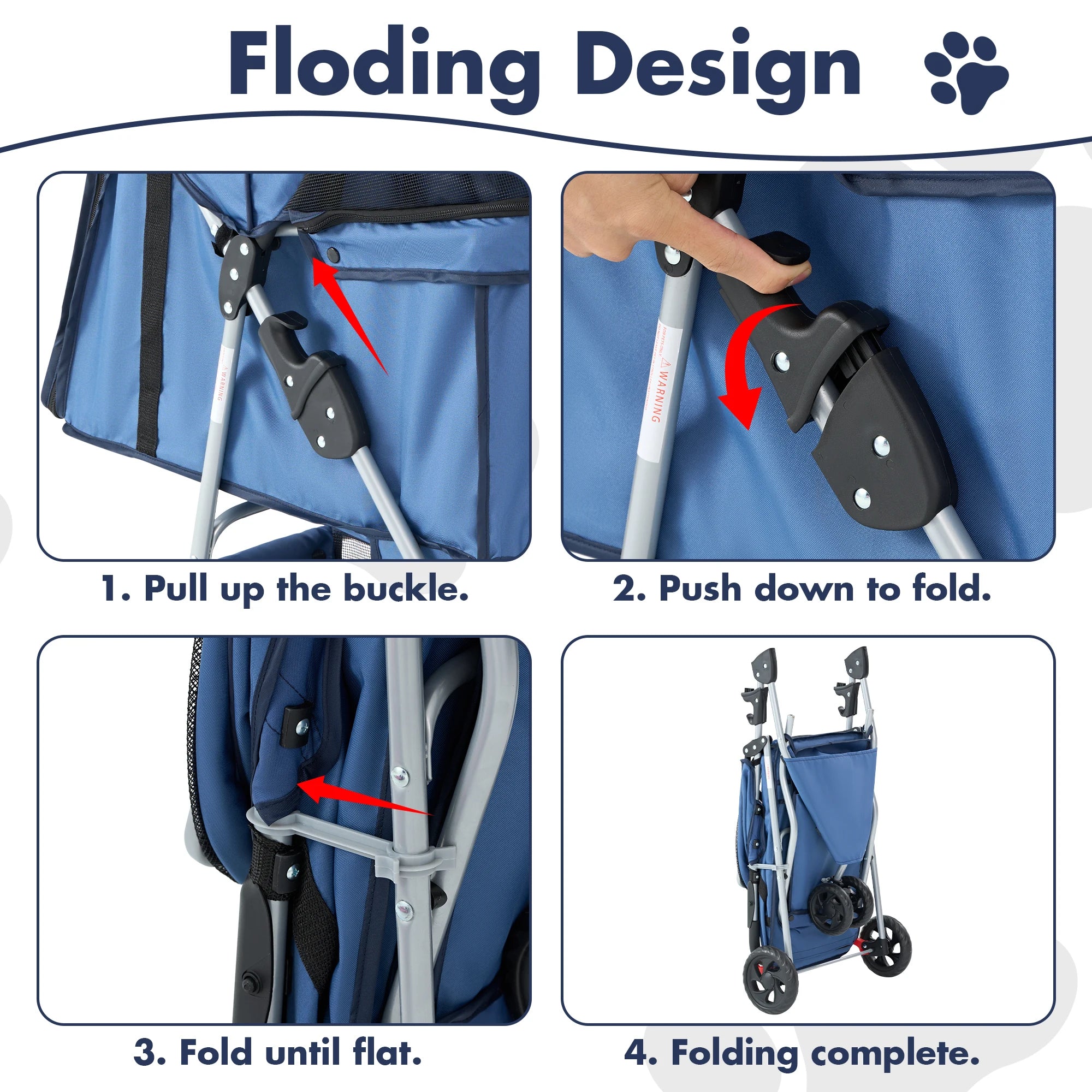 Stroller with 3 Wheels and Foldable for Small Dogs and Cats Stroller.