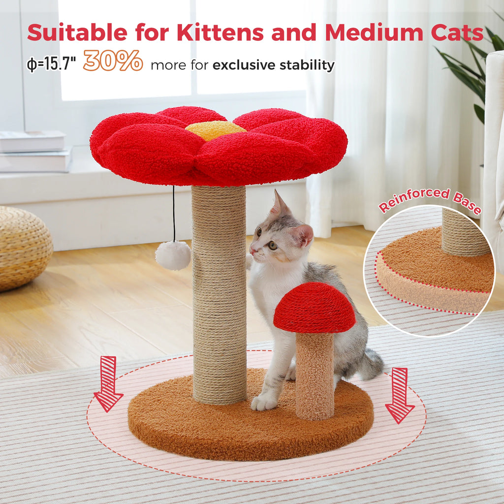 Small Cat Scratching Posts, Toy Ball, Cute Mushroom Cat Scratcher for Indoor Cat Toys.