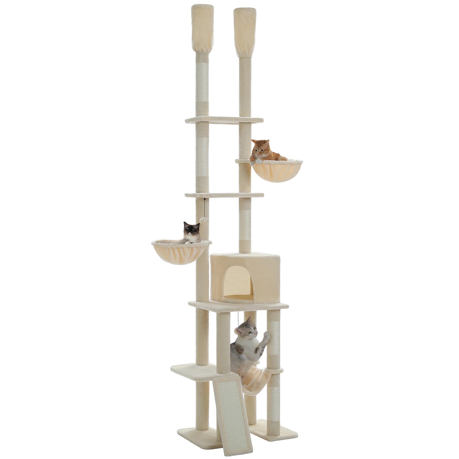 Cactus Cat Tree Tower 7 Tiers Cat Climbing Tree with Hammocks, Condos, Scratching Posts, Ladder and Cat Toys.
