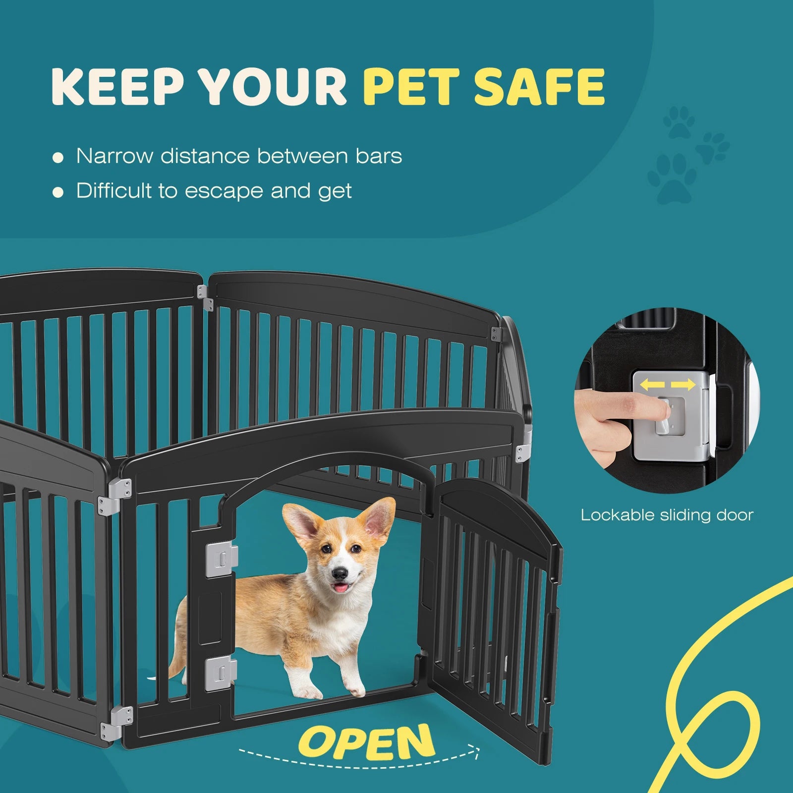 Plastic Dog Playpen 24 IN for Medium Dogs Indoor/Outdoor Folding Portable Puppy Playpen.