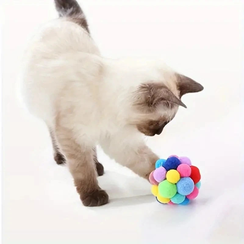 1/3 Total  Pieces of Cat Toys -  Plush Balls, Elastic Bell and Colorful Woolen Balls.