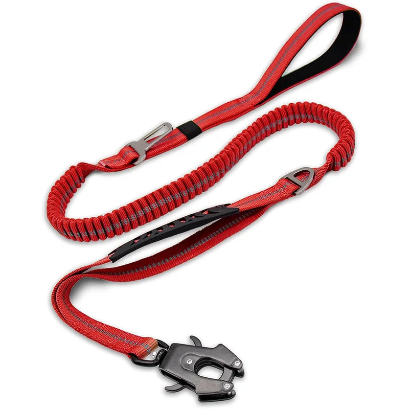 Reflective Shock Absorbing Pet Leashes with Car Seatbelt for Large Dogs.  Heavy Duty Tactical No Pull Dog Leash.