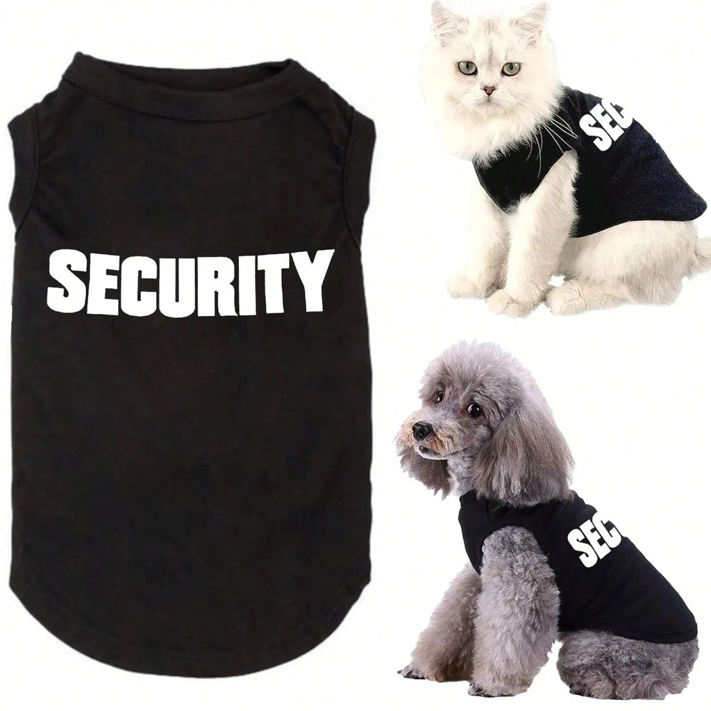 1 Piece of Dog and Cat clothes,  breathable, cute and sleeveless top states SECURITY.