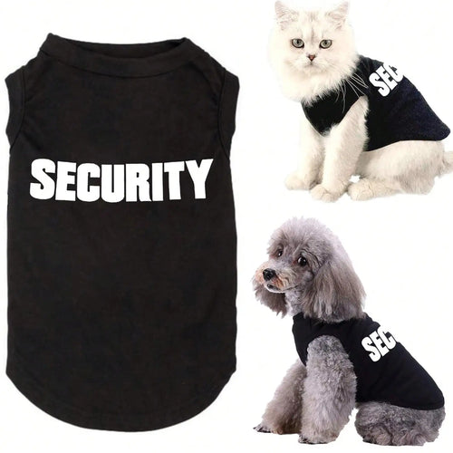 1 Piece of Dog and Cat clothes,  breathable, cute and sleeveless top states SECURITY.