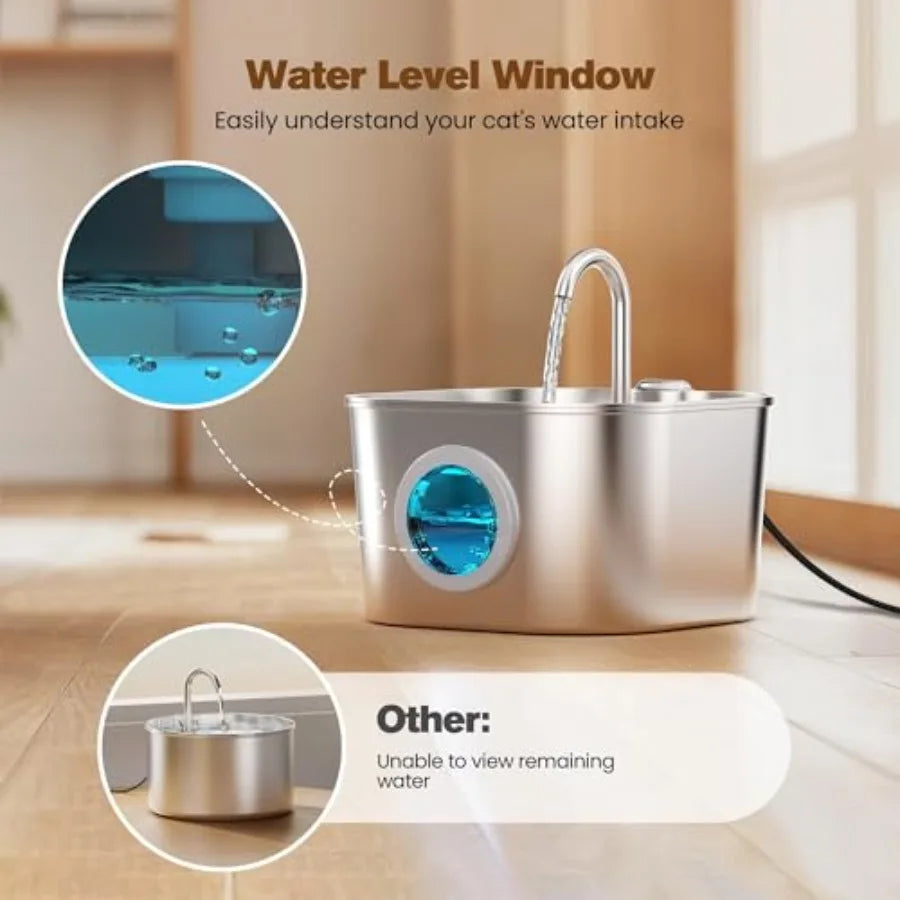 Stainless Steel Water Fountain for Cats and Dogs.