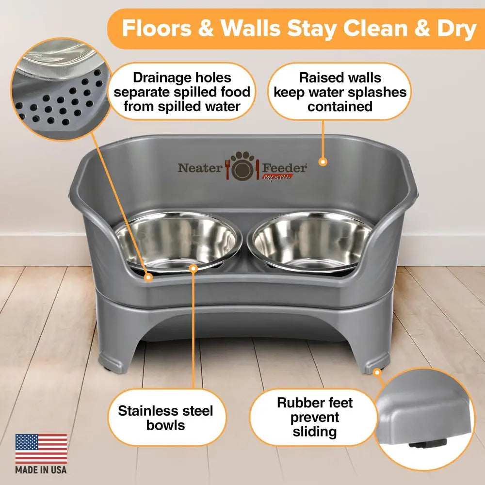 Mess Proof Dog Bowls Elevated for Medium to Large Sized Breed, Raised Dog Food Bowl Stand,
