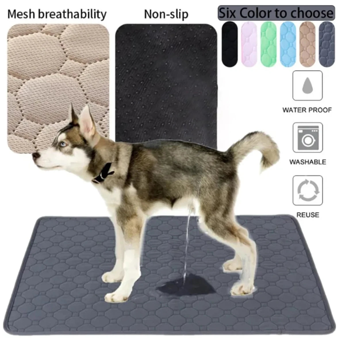 Winter Dog Pee Pad Reusable, Washable Dog Urine Mat.  Waterproof,  Absorbent, Puppy and Cat Training.